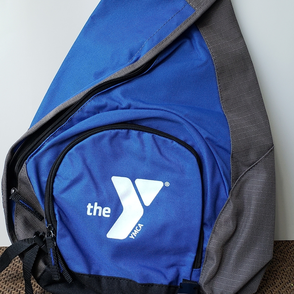 YMCA Blue and Gray Sling Backpack